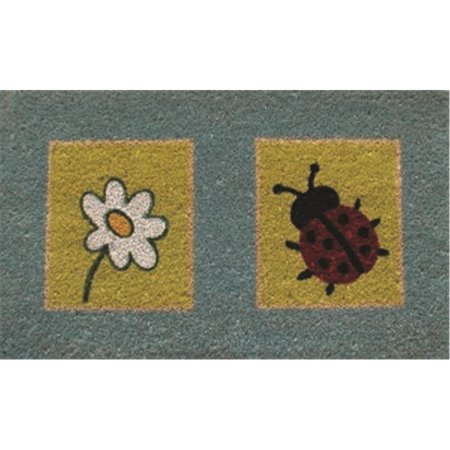 GEO CRAFTS Geo Crafts G314 Ladybug & Flower 13 x 30 in. PVC Backed Ladybug & Flower Doormat G314 LADYBUG & FLOWER